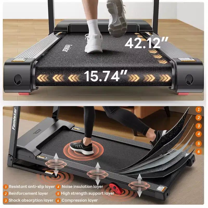 7.5MPH Treadmill for Home Use, Folding Incline Treadmill with APP Control, 300lbs Capacity treadmill, 2.5HP Brushless Motor, Home & Office