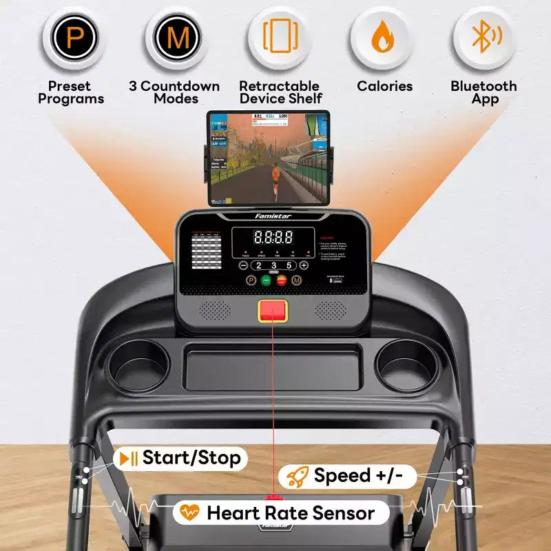 Treadmill 350LBS Capacity for Home, 3.1HP Folding Treadmill , Treadmill with 8% Incline, 7.5MPH, 71 Preset Programs, Shock Absorption