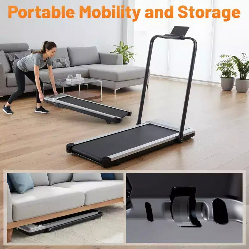 Tapis de course Okak sans bras avec capacité de 90 kg, tapis de course portable 3-EN-1, tapis de course compact pour coureurs de tout âge