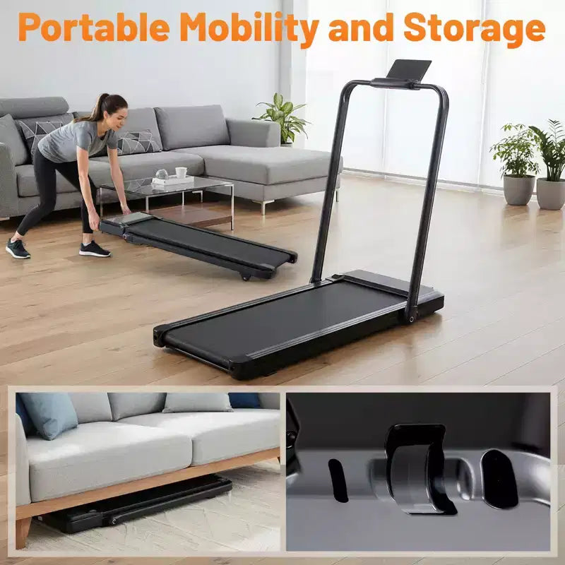 Tapis de course Okak sans bras avec capacité de 90 kg, tapis de course portable 3-EN-1, tapis de course compact pour coureurs de tout âge