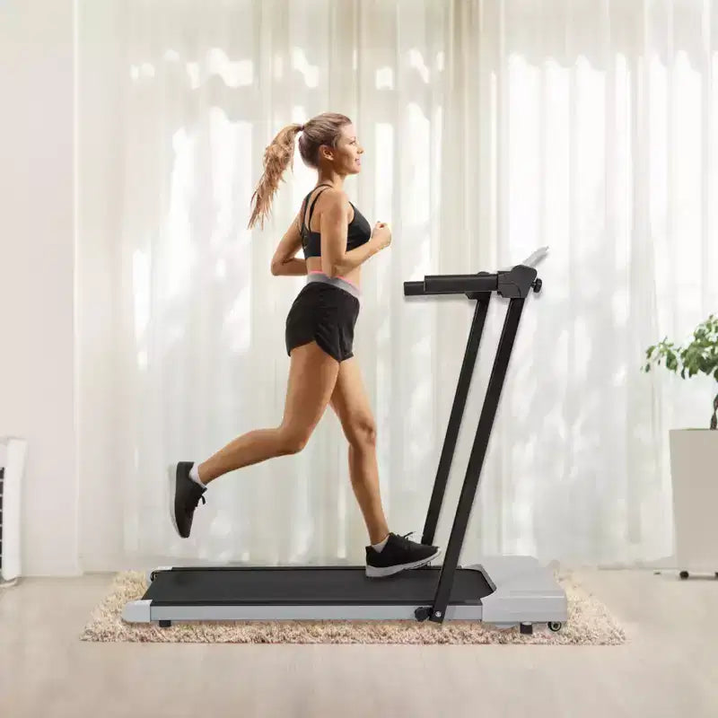 Okak Lightweight Folding Treadmill with Arms, Portable Treadmill with LED Screen, Walking Pad Treadmill for Home and Office Use