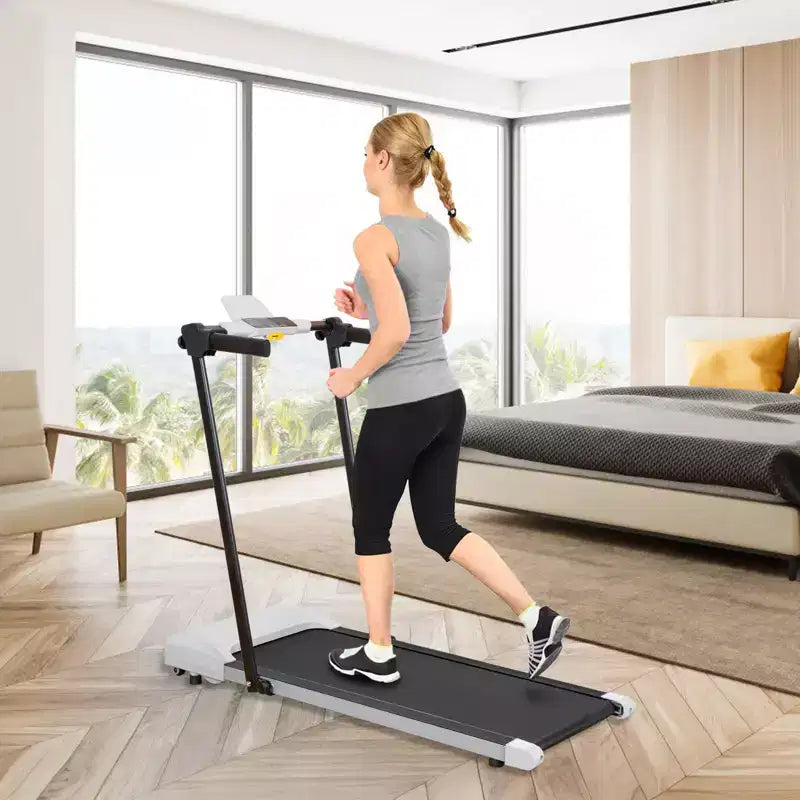 Okak Lightweight Folding Treadmill with Arms, Portable Treadmill with LED Screen, Walking Pad Treadmill for Home and Office Use