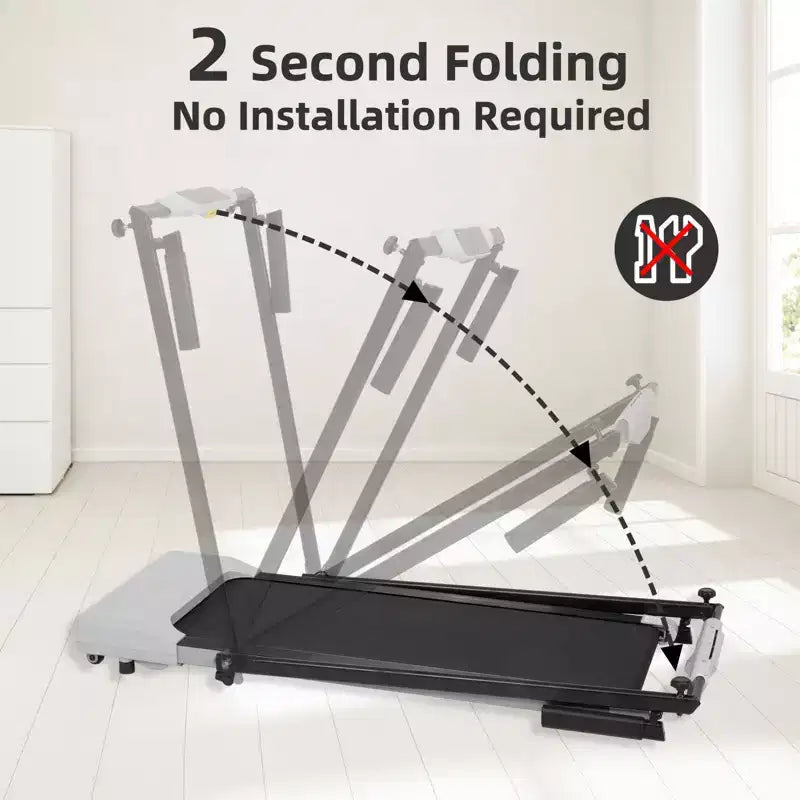 Okak Lightweight Folding Treadmill with Arms, Portable Treadmill with LED Screen, Walking Pad Treadmill for Home and Office Use
