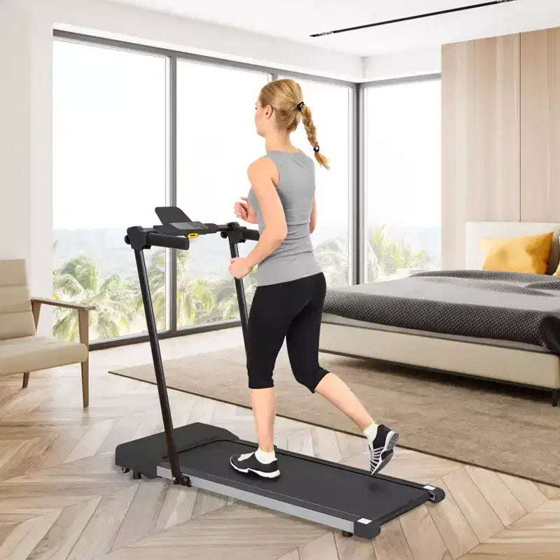 Okak Lightweight Folding Treadmill with Arms, Portable Treadmill with LED Screen, Walking Pad Treadmill for Home and Office Use