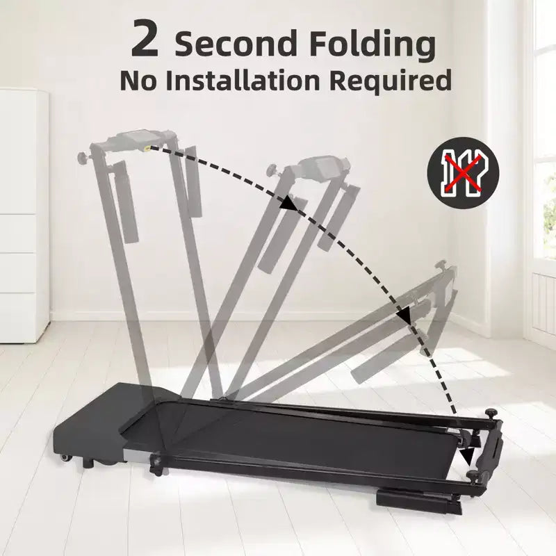 Okak Lightweight Folding Treadmill with Arms, Portable Treadmill with LED Screen, Walking Pad Treadmill for Home and Office Use