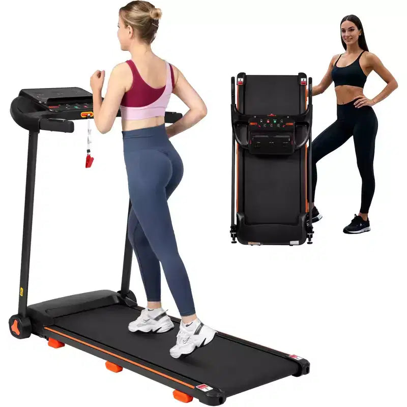 Okak 2.5HP Quiet Folding Treadmill with Heart Rate Sensor, Walking Treadmill with 6 Shock-Absorbing, Compact Treadmill with Bluetooth Speaker, Black