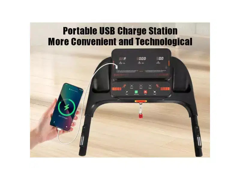 Okak 2.5HP Quiet Folding Treadmill with Heart Rate Sensor, Walking Treadmill with 6 Shock-Absorbing, Compact Treadmill with Bluetooth Speaker, Black