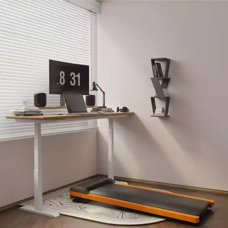 Okak 6% Incline Walking Pad Treadmill with LED Display, Under Desk Treadmill with Upright Stand, Portable Treadmill for Home, Office, Black