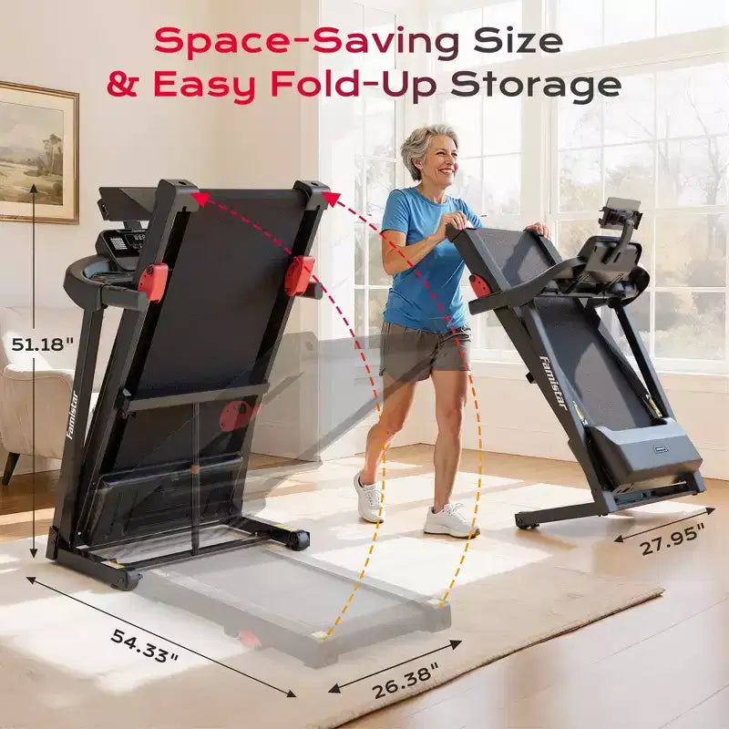 Treadmill 310LBS Capacity for Home, 3.1HP Folding Treadmill , Treadmill with 8% Incline, 7.5MPH, 71 Preset Programs, Shock Absorption, APP Control