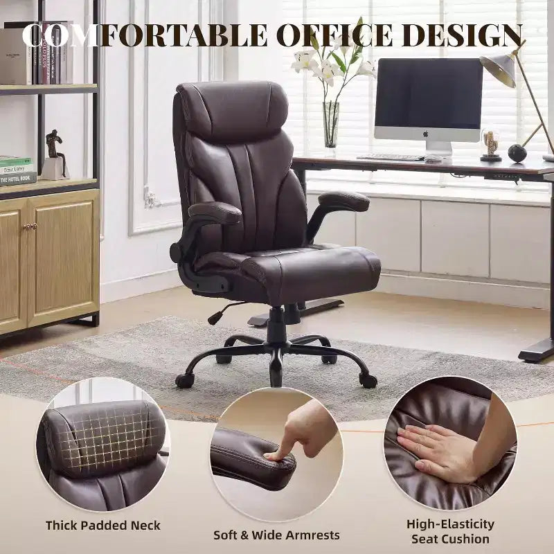 Office Chair with High Back,Computer Desk Chair Adjustable Height, Backrest Tilt Angle, Lumbar Support Swivel Rolling Wheels Comfy for Office Gaming