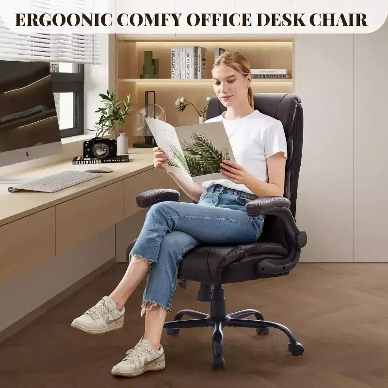 Office Chair with High Back,Computer Desk Chair Adjustable Height, Backrest Tilt Angle, Lumbar Support Swivel Rolling Wheels Comfy for Office Gaming