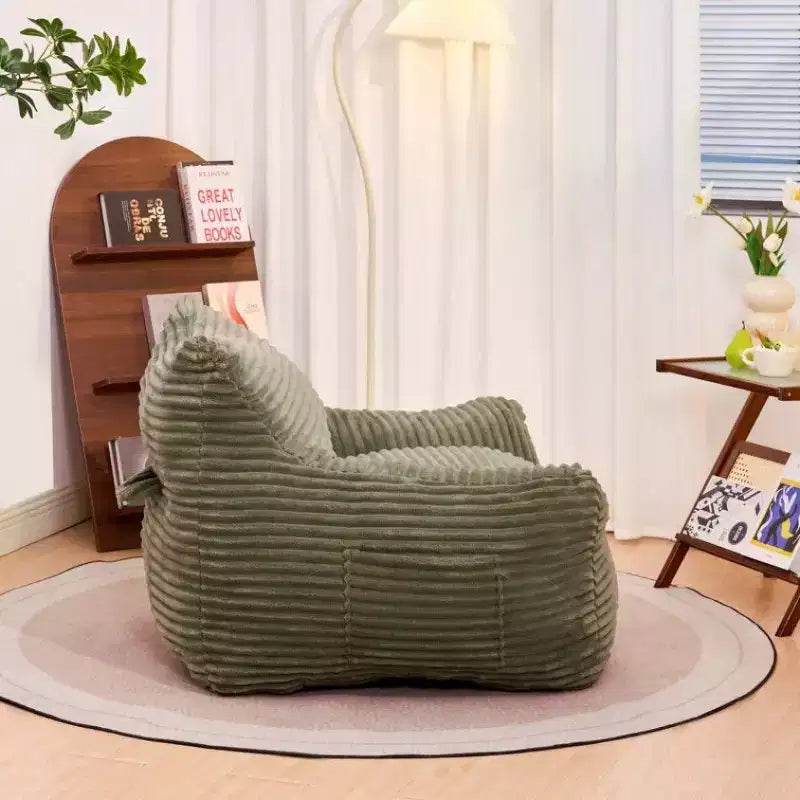 Fauteuil pouf surdimensionné en velours côtelé avec accoudoirs, 400 lb - Mousse haute résilience