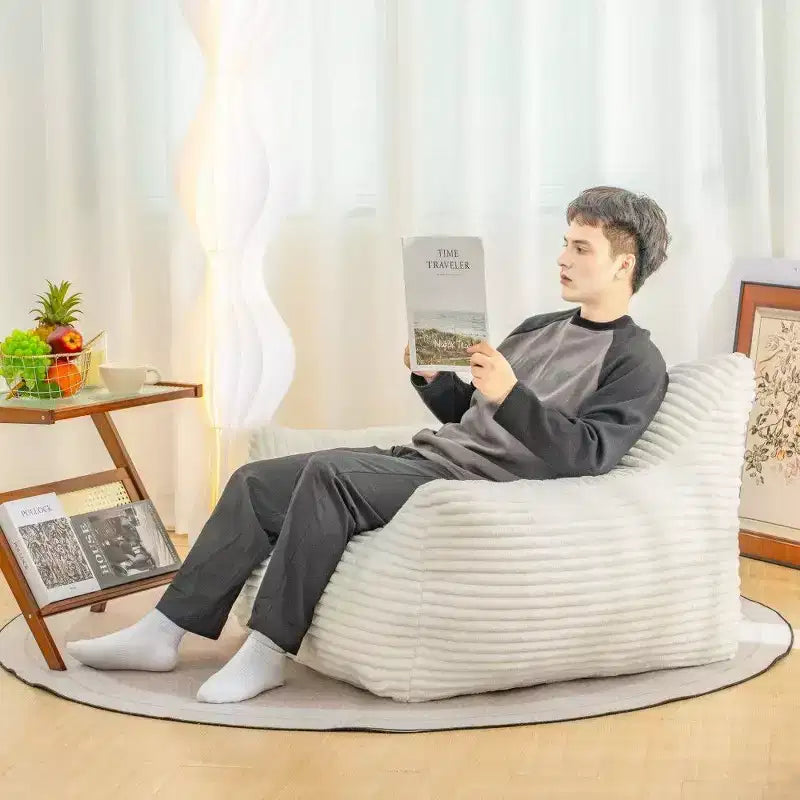 Fauteuil pouf surdimensionné en velours côtelé avec accoudoirs, 400 lb - Mousse haute résilience