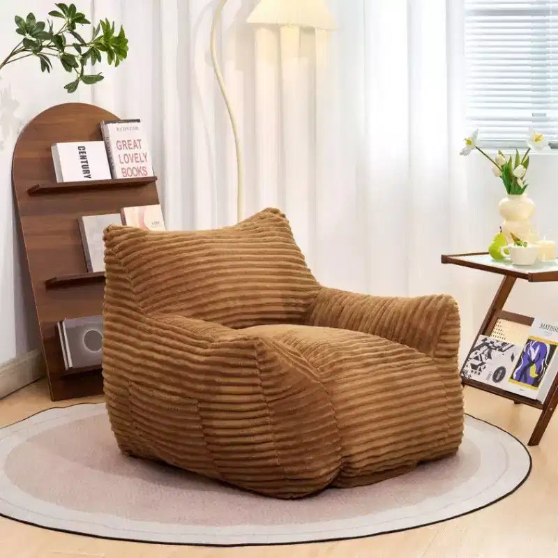 Fauteuil pouf surdimensionné en velours côtelé avec accoudoirs, 400 lb - Mousse haute résilience