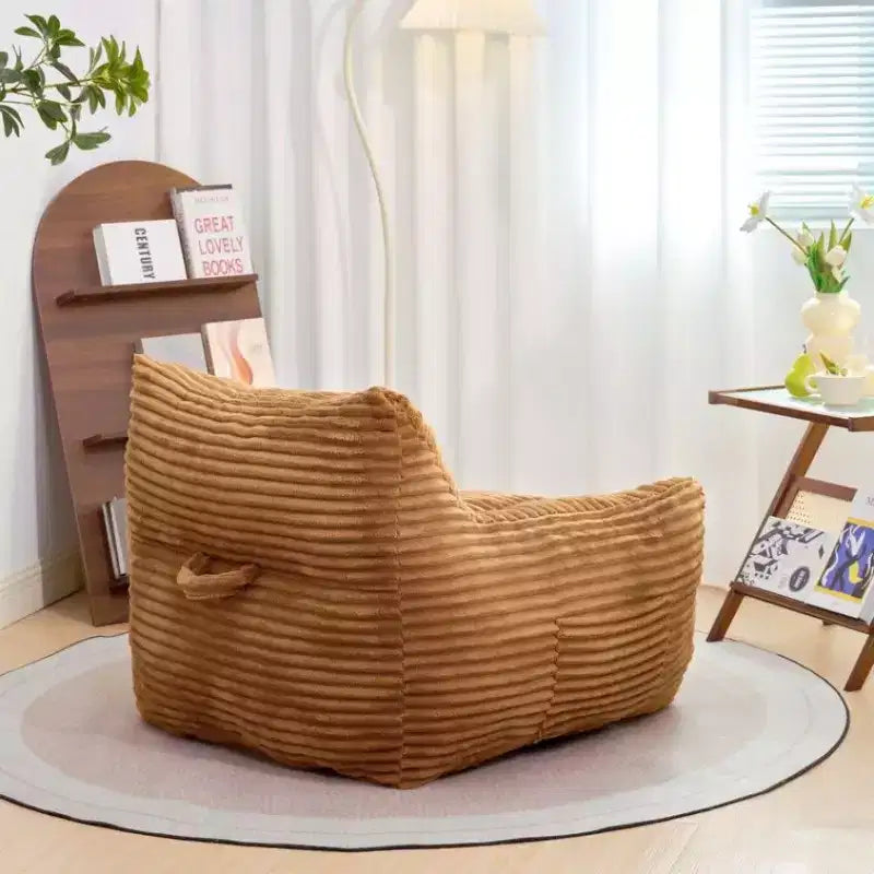 Fauteuil pouf surdimensionné en velours côtelé avec accoudoirs, 400 lb - Mousse haute résilience