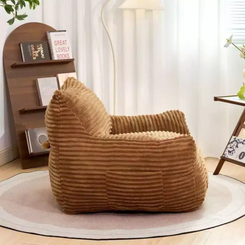 Fauteuil pouf surdimensionné en velours côtelé avec accoudoirs, 400 lb - Mousse haute résilience