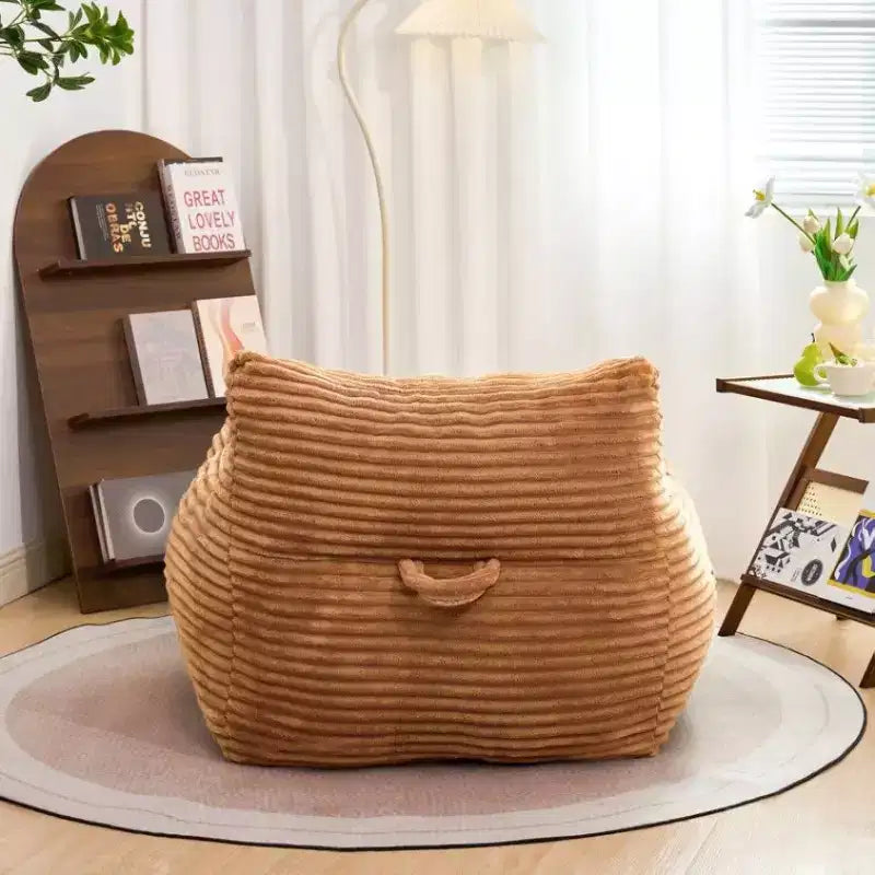 Fauteuil pouf surdimensionné en velours côtelé avec accoudoirs, 400 lb - Mousse haute résilience