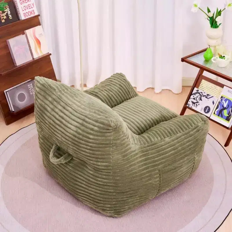 Fauteuil pouf surdimensionné en velours côtelé avec accoudoirs, 400 lb - Mousse haute résilience