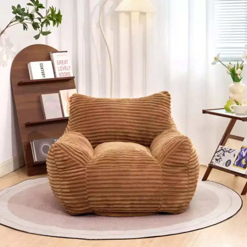 Fauteuil pouf surdimensionné en velours côtelé avec accoudoirs, 400 lb - Mousse haute résilience
