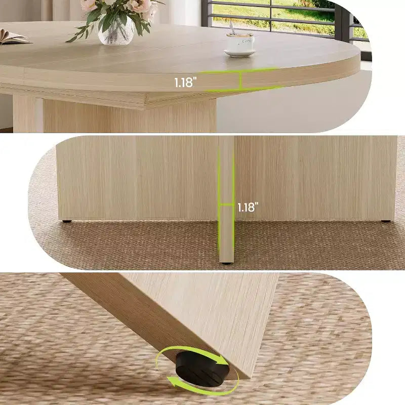 Table à manger ronde extensible 43.3-59 pouces - Pour 4 à 8 personnes, rallonges amovibles