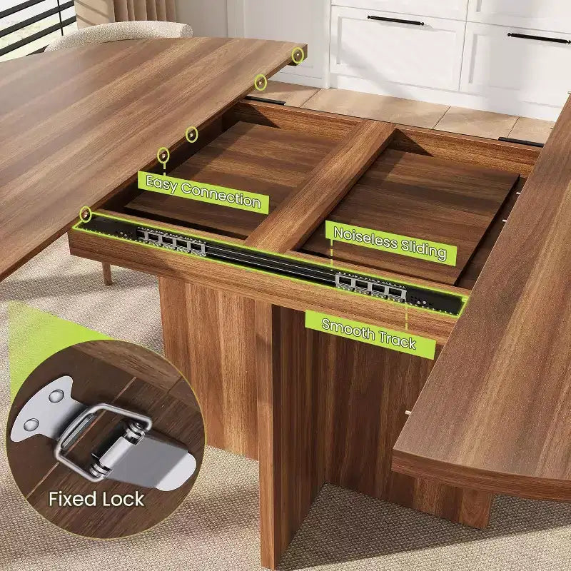 Table à manger ronde extensible 43.3-59 pouces - Pour 4 à 8 personnes, rallonges amovibles