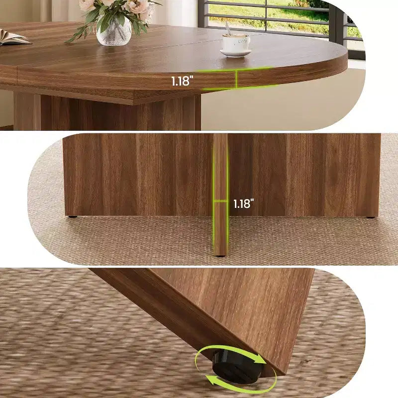 Table à manger ronde extensible 43.3-59 pouces - Pour 4 à 8 personnes, rallonges amovibles