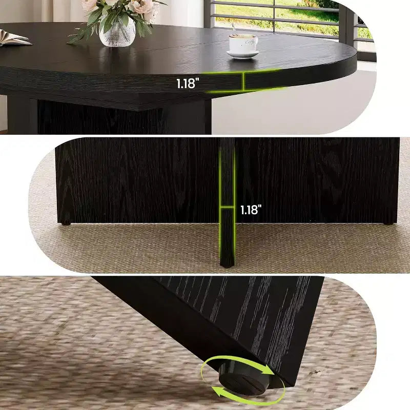 Table à manger ronde extensible 43.3-59 pouces - Pour 4 à 8 personnes, rallonges amovibles