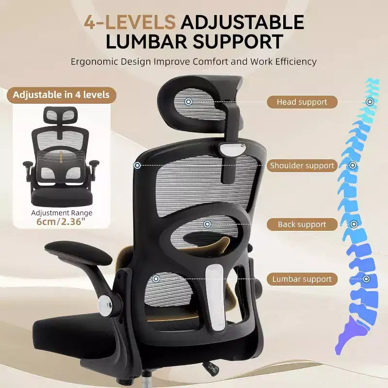 Ergonomic Office Chair High Back Mesh Computer Chair with Adjustable Headrest, Swivel Rolling Desk Chair for Home Office and Gaming Room