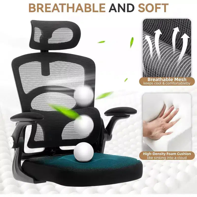 Ergonomic Office Chair High Back Mesh Computer Chair with Adjustable Headrest, Swivel Rolling Desk Chair for Home Office and Gaming Room