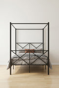 MAYEERTY Full Size Metal Canopy Bed Frame with Sturdy Steel Construction, Under-Bed Storage for Guest Room