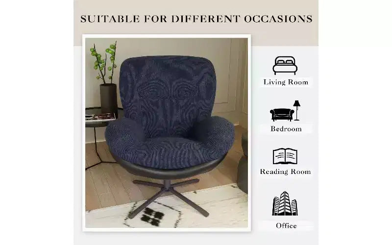 Chaise de bureau ergonomique pivotante à 360° - Chenille et similicuir, piètement en métal noir