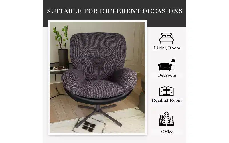 Chaise de bureau ergonomique pivotante à 360° - Chenille et similicuir, piètement en métal noir