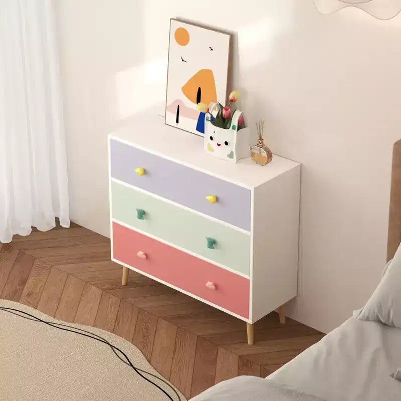 Commode 3 tiroirs pour enfants avec bords festonnés - Table de chevet pour chambre de bébé, chambre d'enfant, chambre à coucher