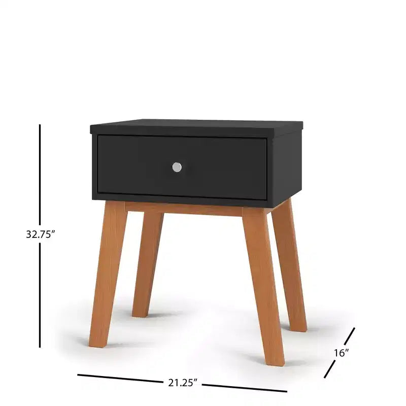 Table de chevet 1 tiroir pour chambre de bébé ou chambre à coucher - Pin massif, finition non toxique