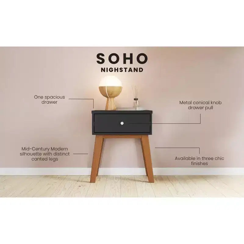 Table de chevet 1 tiroir pour chambre de bébé ou chambre à coucher - Pin massif, finition non toxique