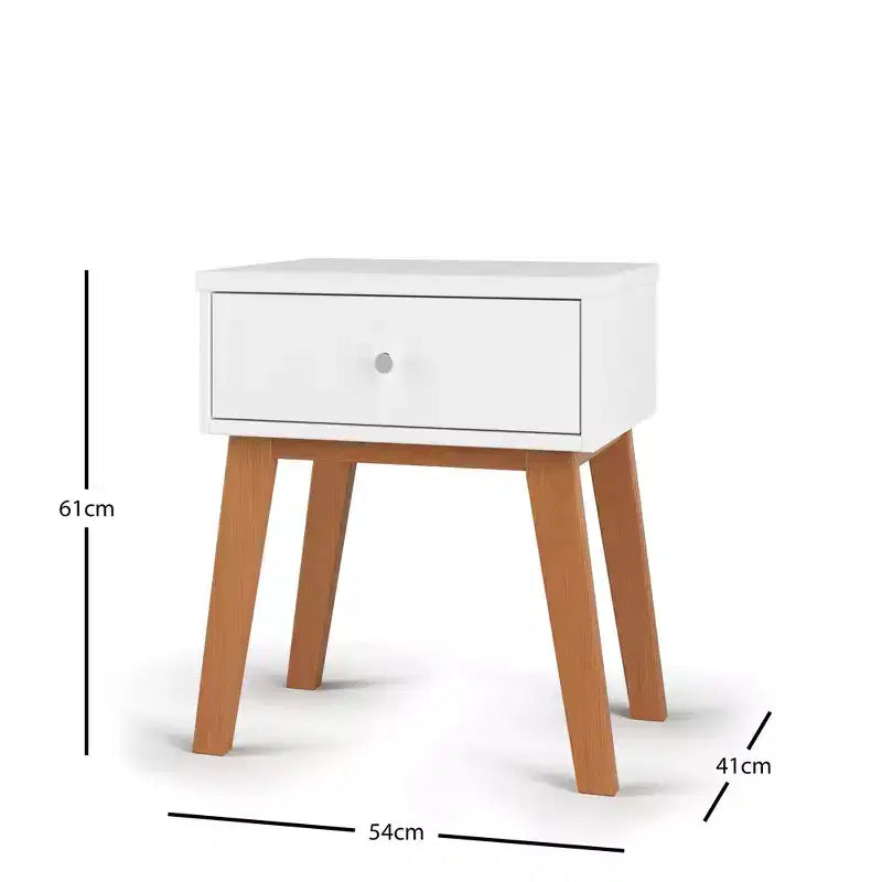 Table de chevet 1 tiroir pour chambre de bébé ou chambre à coucher - Pin massif, finition non toxique