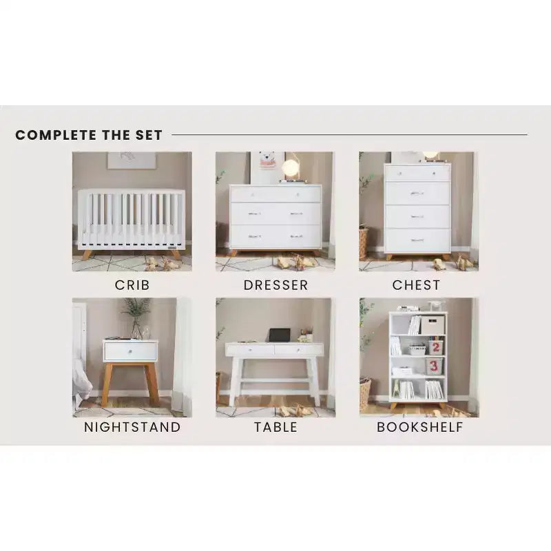 Table de chevet 1 tiroir pour chambre de bébé ou chambre à coucher - Pin massif, finition non toxique