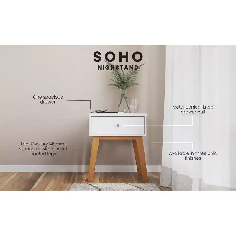 Table de chevet 1 tiroir pour chambre de bébé ou chambre à coucher - Pin massif, finition non toxique