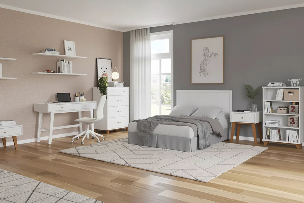 Table de chevet 1 tiroir pour chambre de bébé ou chambre à coucher - Pin massif, finition non toxique