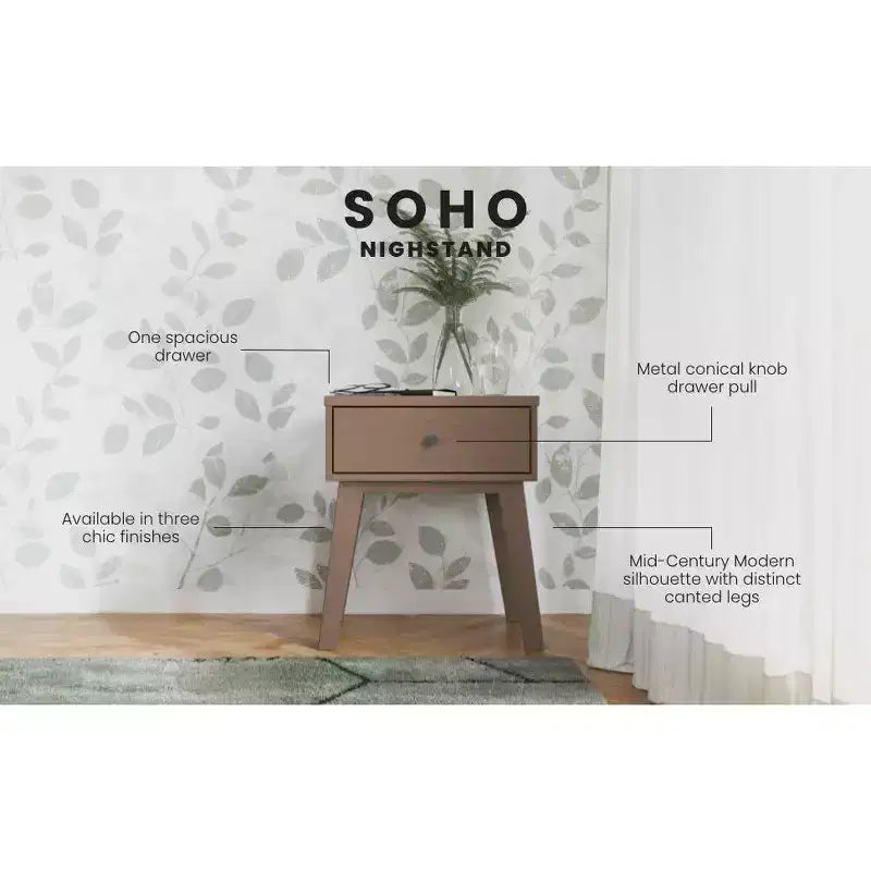 Table de chevet 1 tiroir pour chambre de bébé ou chambre à coucher - Pin massif, finition non toxique