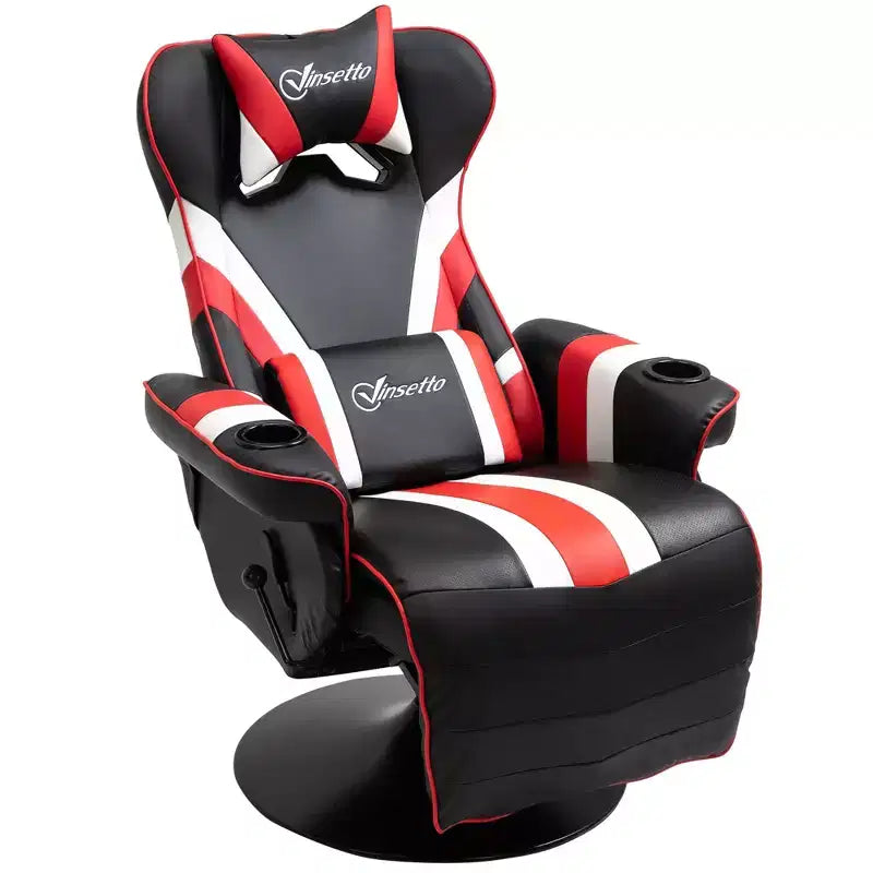 TUYOHW 90-130 Recliner Gaming Chair with Swivel Base Plate&Cup Holder,360 Swivel Office Chair Video Game Chairs with Head&Lumbar Pillow,Footrest