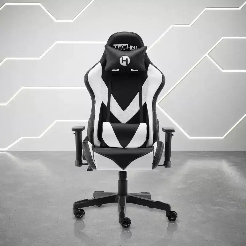 TUYOHW Adjustable Ergonomics Gaming Chair,360 Swivel Office Chairs with Head&Lumbar Pillow,90-150 Reclining Chair for Office&Home,250lbs Max,White