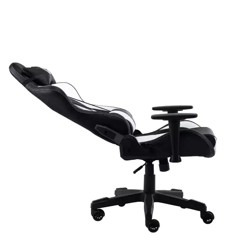 Chaise de jeu ergonomique réglable TUYOHW, chaises de bureau pivotantes à 360° avec oreiller de tête et lombaire, chaise inclinable à 90-150° pour le bureau et la maison, 113 kg max, blanc