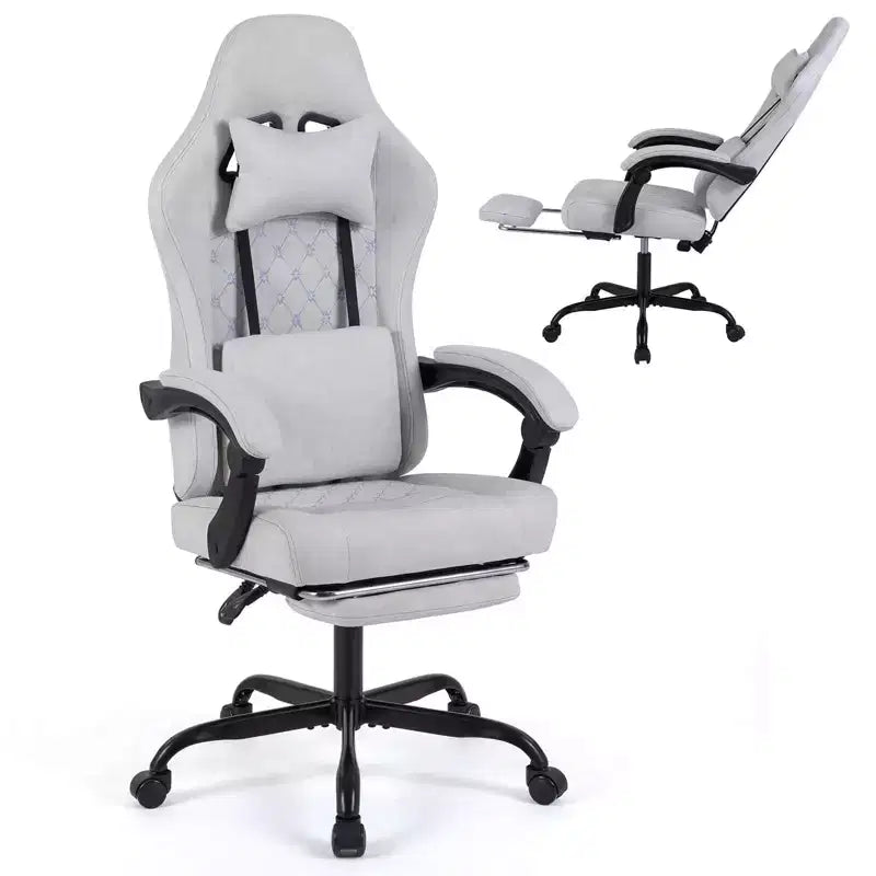 Chaise de bureau Costway réglable en hauteur avec appui-tête, soutien lombaire, accoudoirs synchronisés Noir/Gris