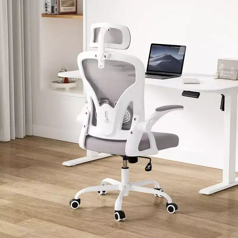 Chaise de bureau ergonomique - Pivotante, dossier en maille, support lombaire réglable, accoudoirs relevables, appuie-tête, 158 kg