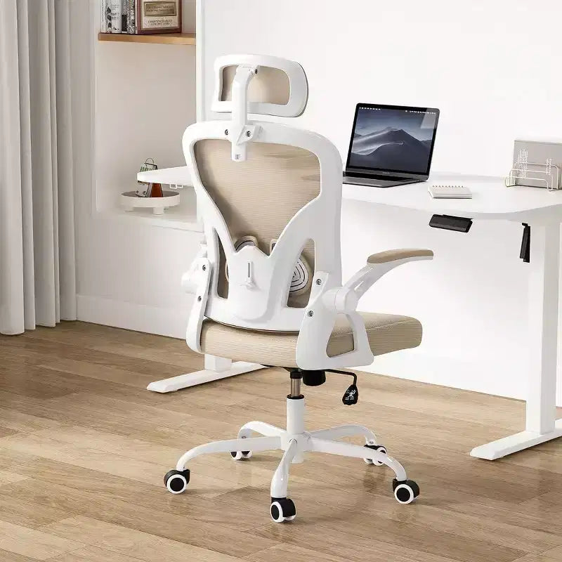 Chaise de bureau ergonomique - Pivotante, dossier en maille, support lombaire réglable, accoudoirs relevables, appuie-tête, 158 kg