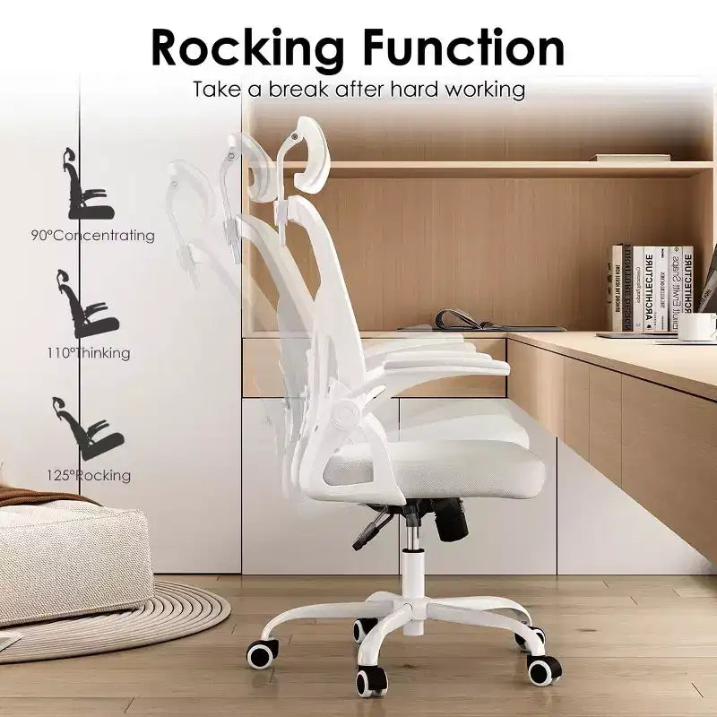 Chaise de bureau ergonomique - Pivotante, dossier en maille, support lombaire réglable, accoudoirs relevables, appuie-tête, 158 kg