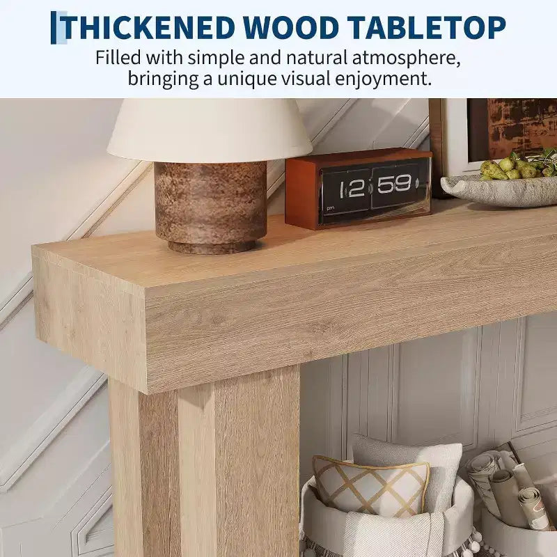 Table console rectangulaire en bois de ferme de 160 cm – Résistante à l'eau et aux rayures