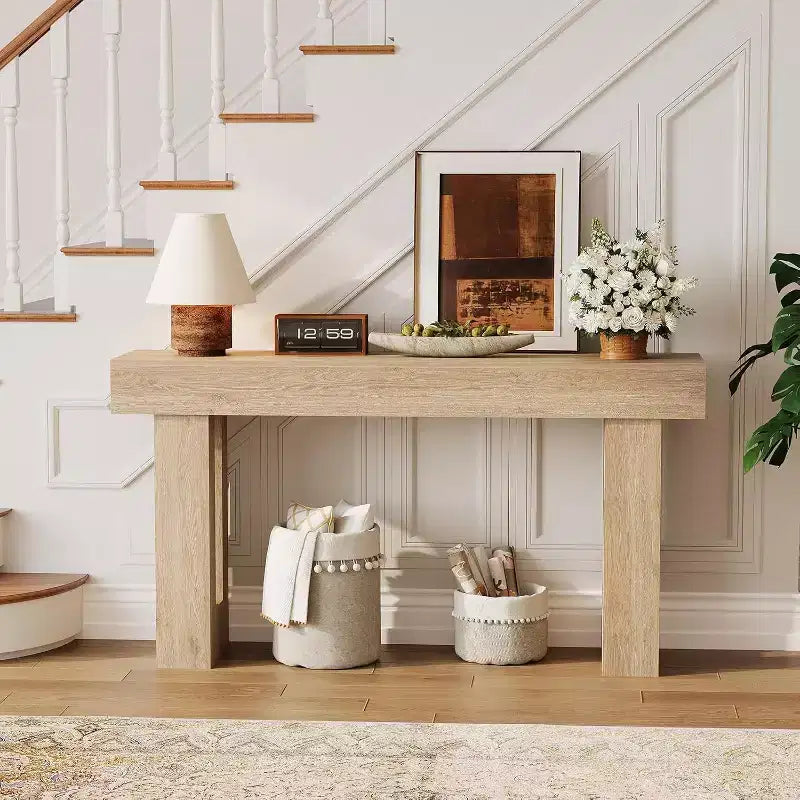 Table console rectangulaire en bois de ferme de 160 cm – Résistante à l'eau et aux rayures