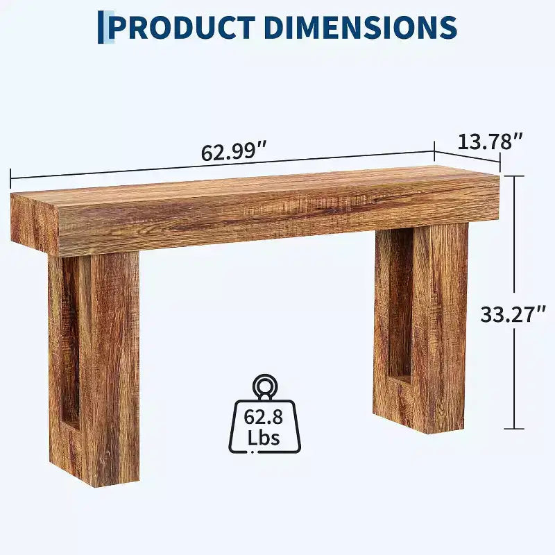 Table console rectangulaire en bois de ferme de 160 cm – Résistante à l'eau et aux rayures